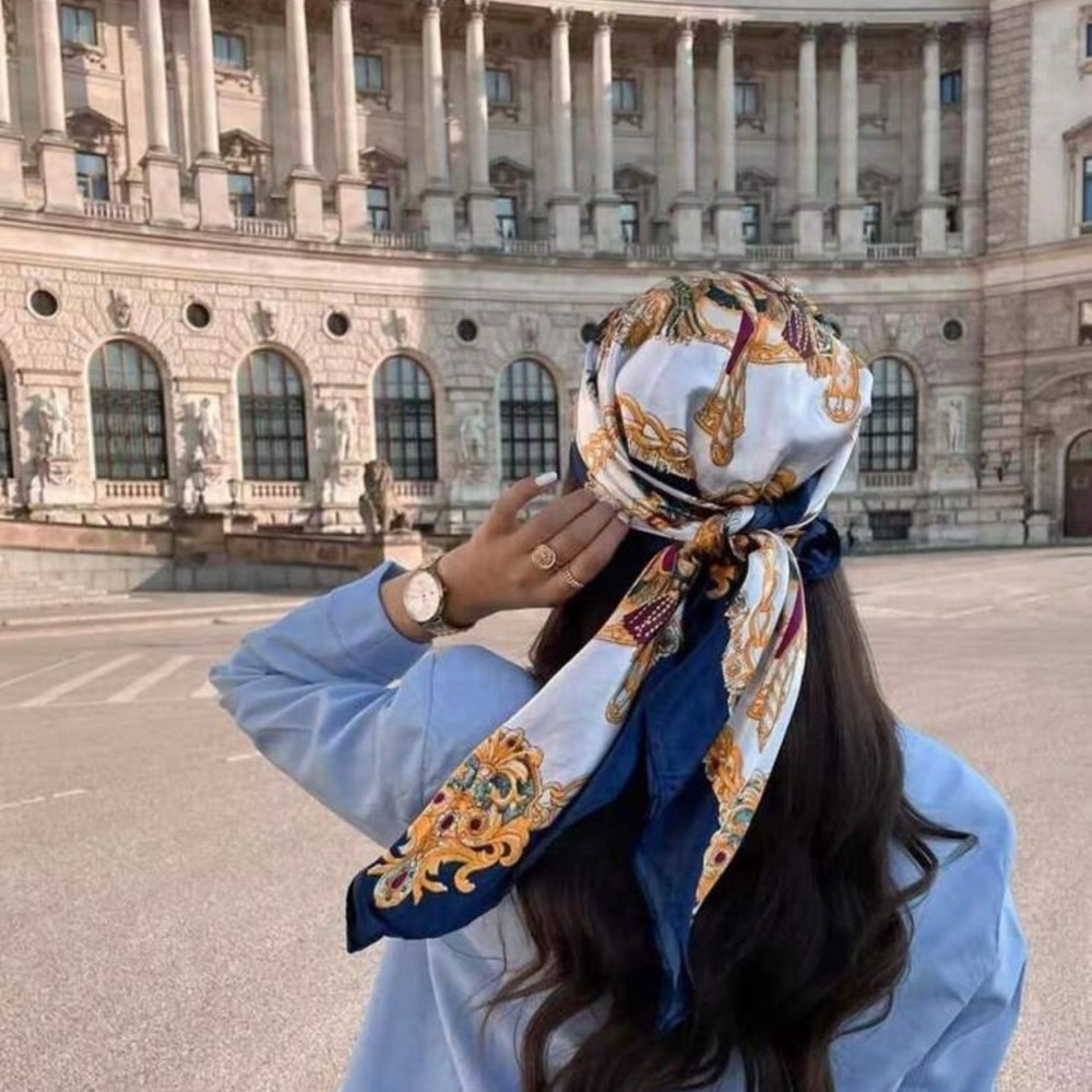 Elegant Blue and Gold Scarf